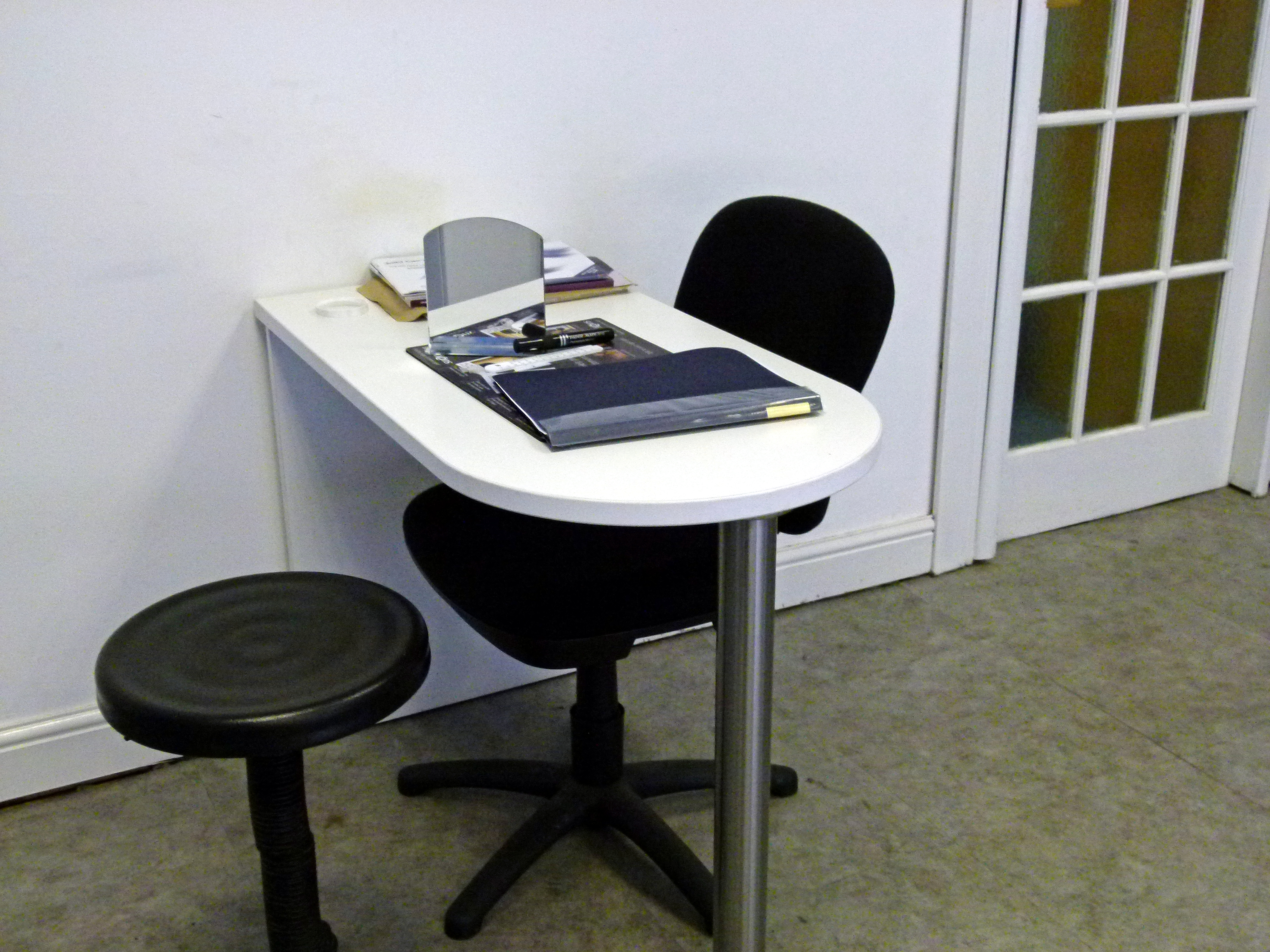 White dispensing desk Reduced to Clear Clearance Used Optical